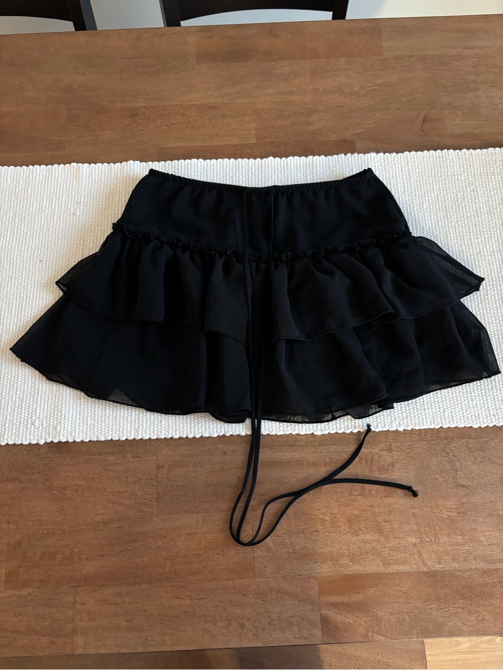 Black Tiered Ruffle Mini Skirt